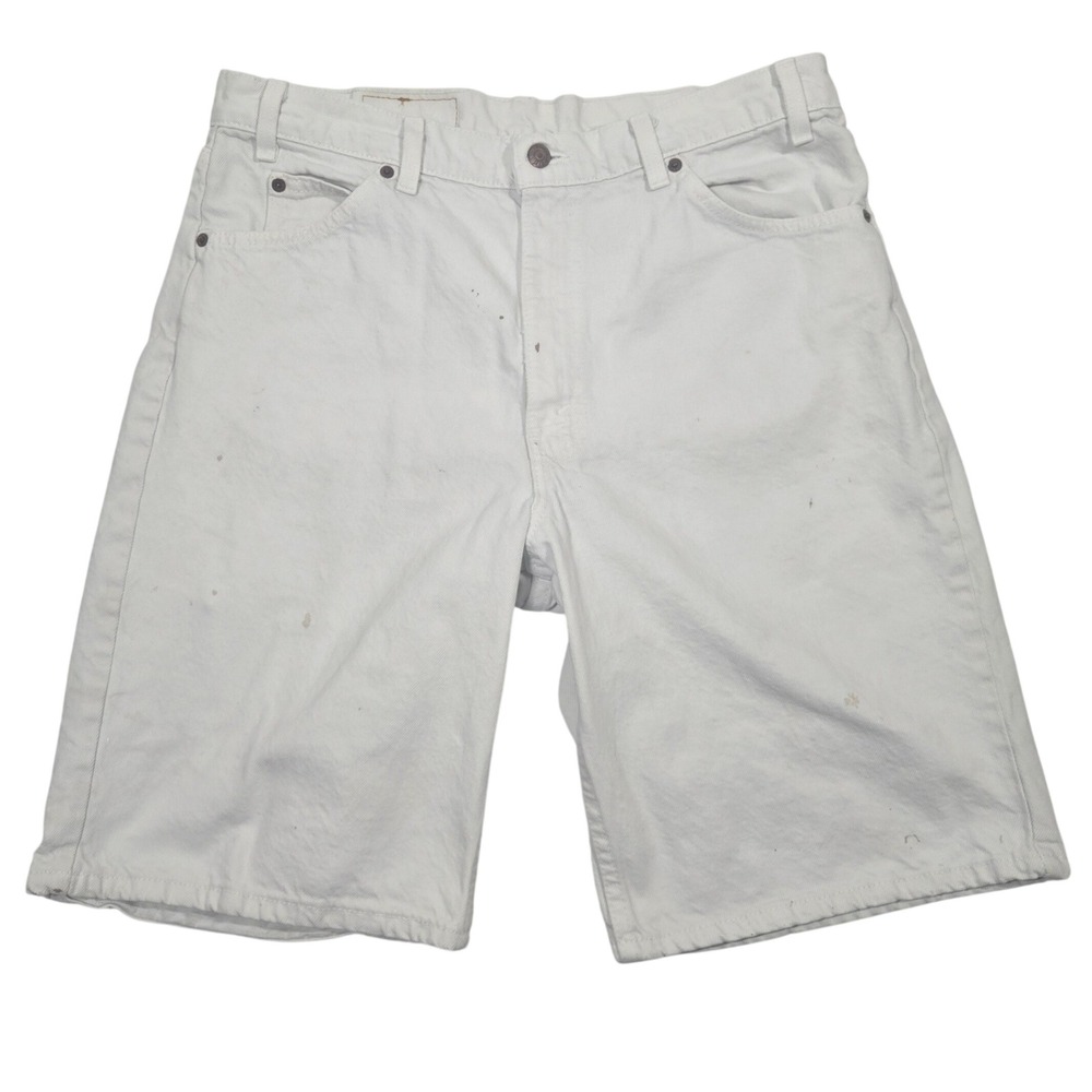 Vintage 90s Levis Orange Tab White Denim Shorts Mens 36 Baggy Skate Jorts USA